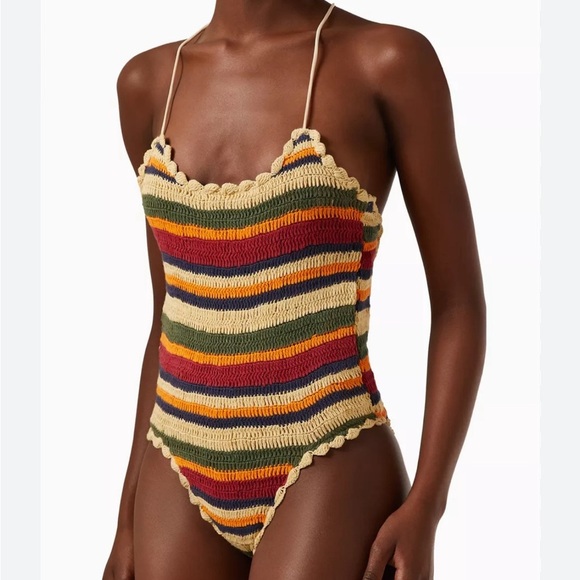It’s Now Cool The Crochet One Piece Bathing Suit Stripe Size Extra Large NWT - Picture 1 of 6